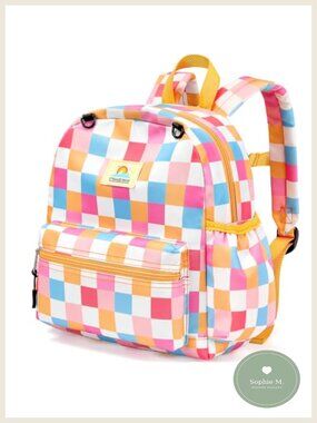 Toddler Checkered Backpack 12in Preschool Daycare Bag Ages 2-4